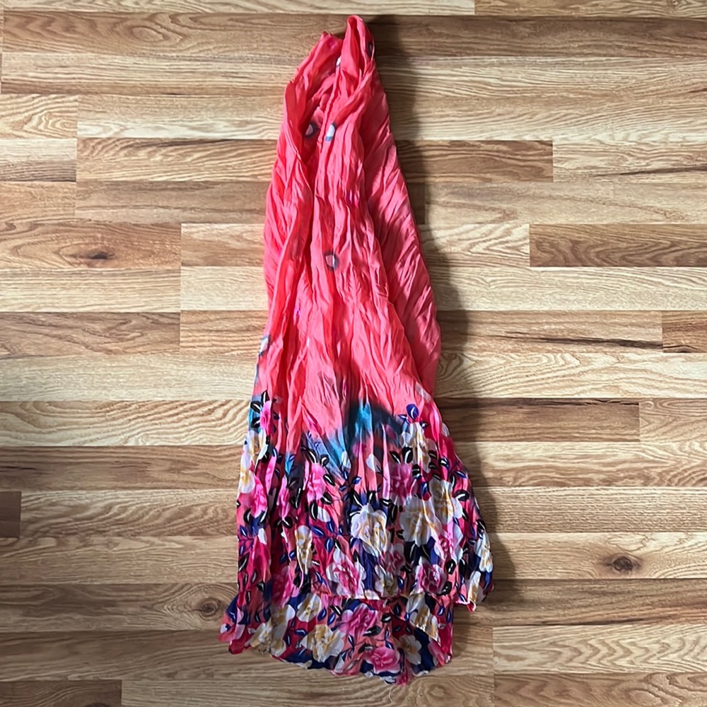 Floral & Pink Scarf | Gently Used, 100% Polyester